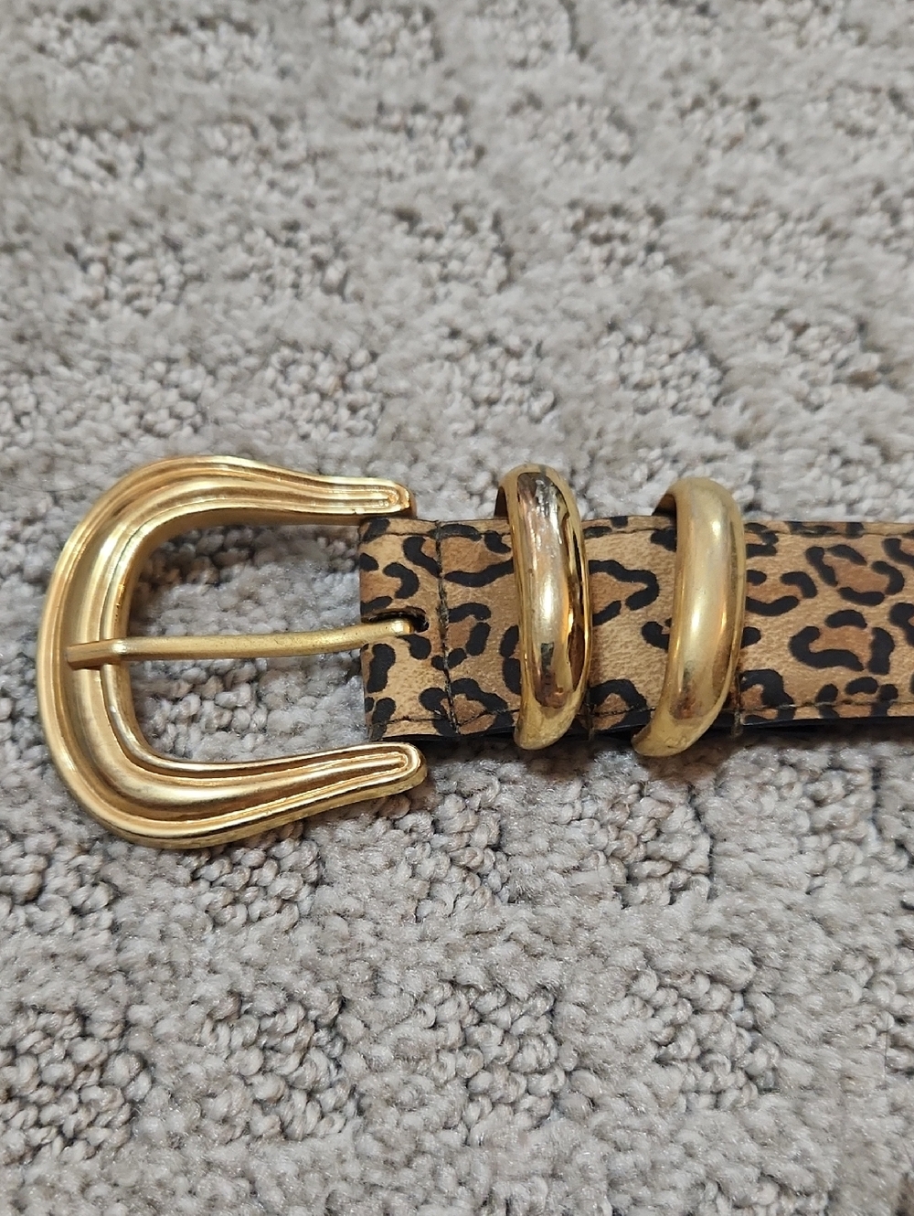 Vintage Leopard Print Women's Belt with Gold Buckle & Golden Lions Size M/L - Picture 4 of 11